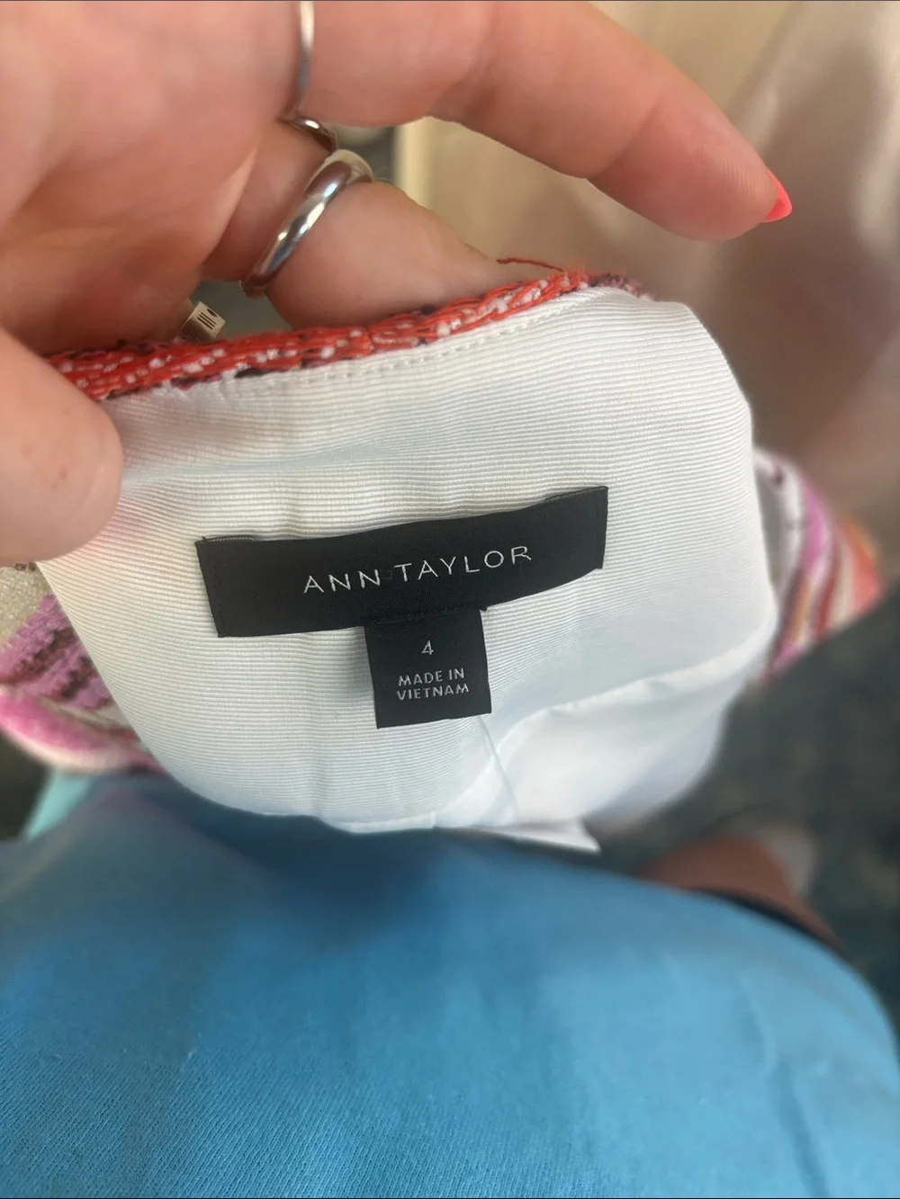 NWT ANN TAYLOR PINK STRIPED CROPPED JACKET - Picture 7 of 9